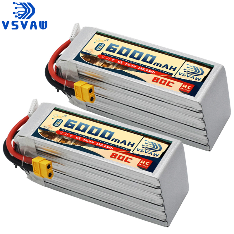 6S Lipo Battery 22.2V 5000Mah - แบตเตอรี่ VSVAW 6S Lipo 6000mAh 22.2V